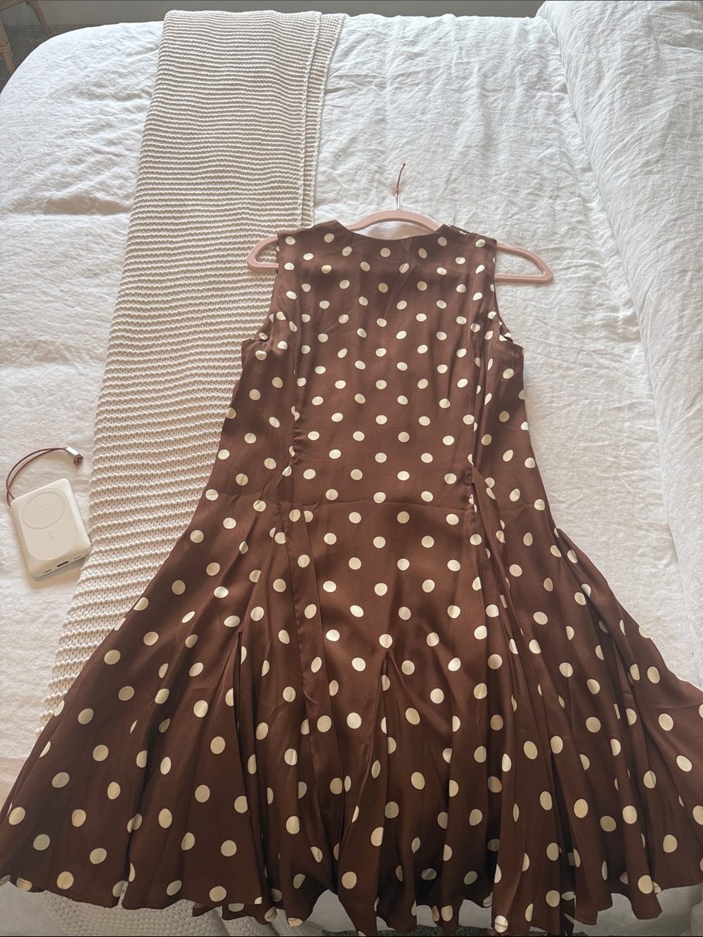 DOEN Women's Brown Aubrey Pleated Polka-Dot Silk-Blend Twill Mini Dress - Picture 4 of 5